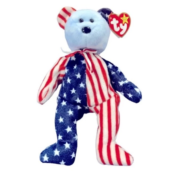 Rare Ty Beanie Babies Rare BLUE Face Spangle Bear - Picture 6 of 10